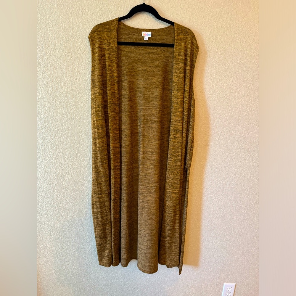 Lularoe orange and black weathered sleeveless duster size L